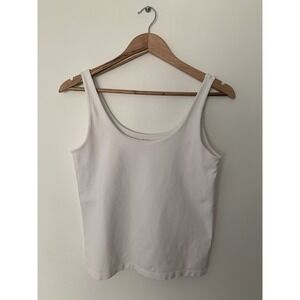 Avec Les Filles Stretch Tank Top White S/M Performance Partially Lined Capsule